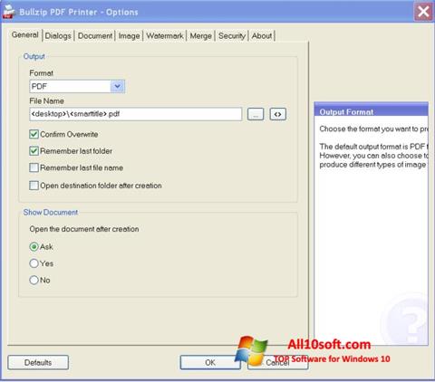 Screenshot BullZip PDF Printer untuk Windows 10