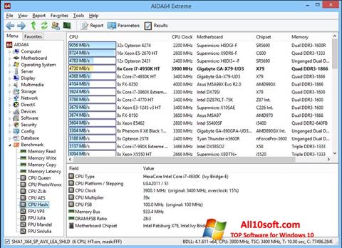 Screenshot AIDA32 untuk Windows 10
