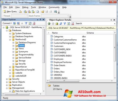 Screenshot Microsoft SQL Server untuk Windows 10