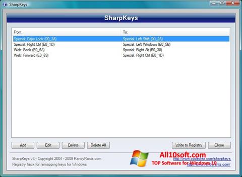 Screenshot SharpKeys untuk Windows 10