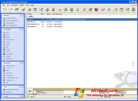 Screenshot Acronis Disk Director untuk Windows 10